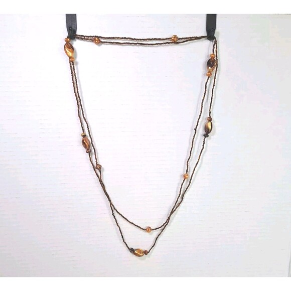 Faux Amber Extra Long Beaded Necklace Fashion Jewelry 70" Costume - Picture 3 of 6